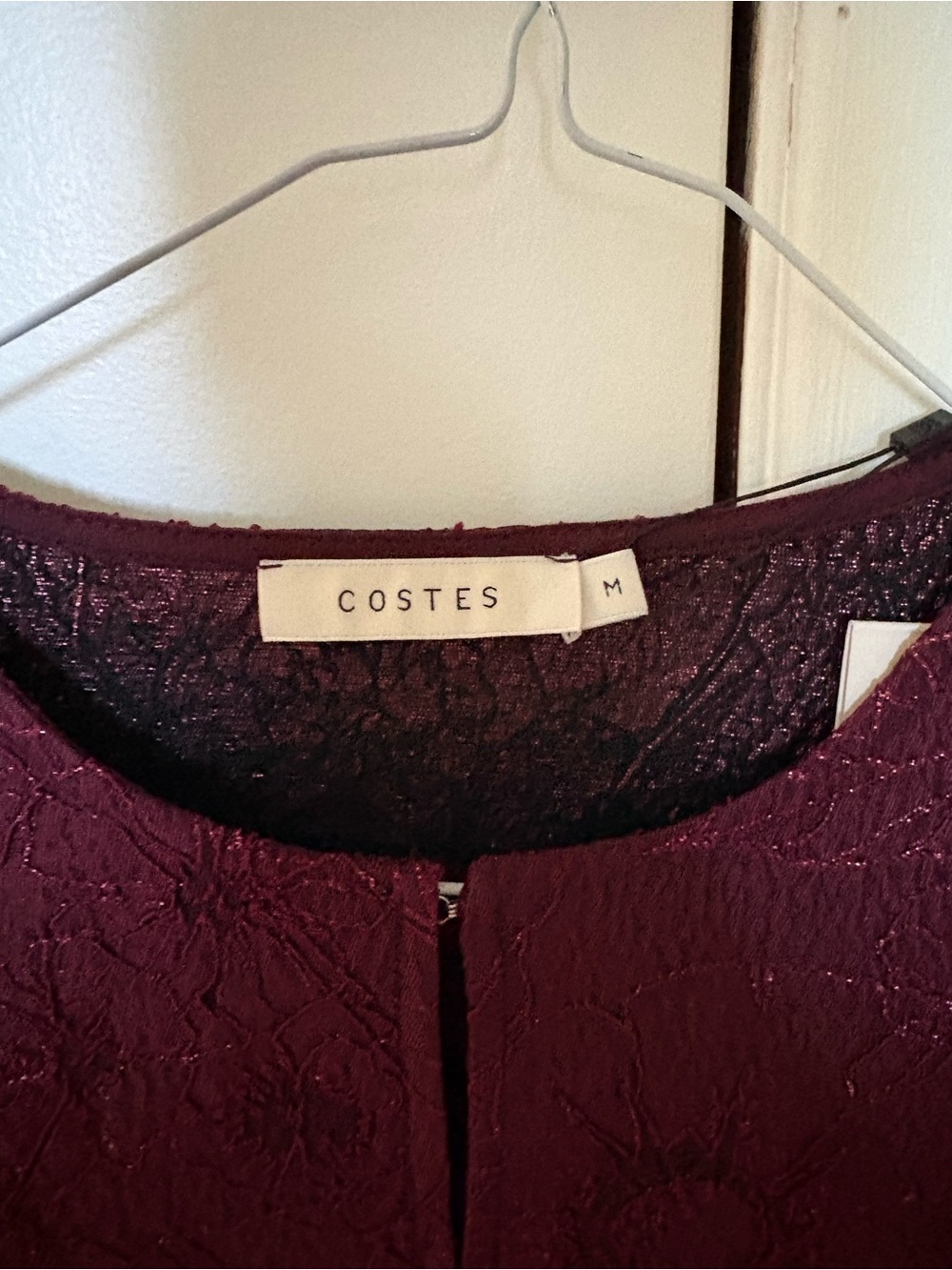 Women's Burgundy Lace Overlay Dress- Coastes